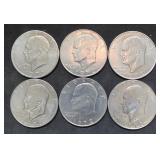 6- 1972 Eisenhower Dollars 2P, 4D