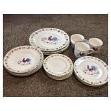 16 Pieces Gibson ï¿½Rooster Walkï¿½ Cups, Bowls,