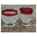 Indiana Glass Clear Ruby Flash Band Diamond Point