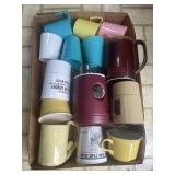 Tray Lot Of Assorted Mugs & Plastic Cups
