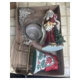 Tray Lot Of Assorted Christmas Decor, Candle