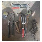 Assorted Hardware Including Large Pilers, Hammer,