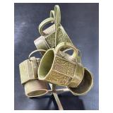 4 Avocado Green Mugs & Stand