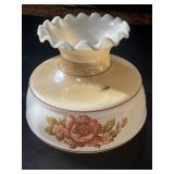 9ï¿½ Vintage GWTW Milk Glass Lampshade Rose Motif