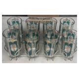 (8) Vintage Drinking Glasses W/ Carrier