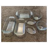 Tray Lot Of Assorted Anchor Hocking Loaf Dishes &