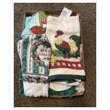 Tray Lot Of Assorted Kitchen Towels & More