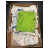 Tray Lot Of Assorted Wash Cloths & Kitchen Towels