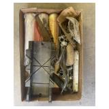 Tray Lot Of Assorted Items Including Miter Box,