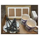 Tray Lot of Assorted Items including Mugs,