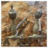 19ï¿½ Vintage Andirons Cast Brass/Iron (Damaged)