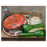 Tray lot of assorted items including vases, bowls