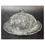 Covered Butter Dish Presscut Clear Pressed Glass
