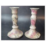 2 Pc. Candle Holders Floral Hand Painted Coventry
