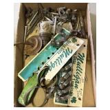 Tray lot of assorted hardware & more