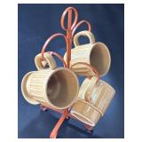 4 Coffee Mugs & Stand