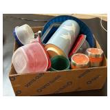 Box of assorted Tupperware & More