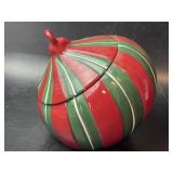 Real Home Christmas Ornament Red Cookie Jar W/