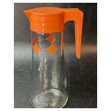 1969 MCM ANCHOR HOCKING TANG GLASS CARAFE ORANGE