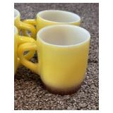 8) Anchor Hocking Fire King Yellow & Brown Mugs