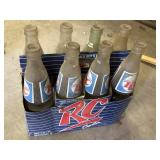 8 Vintage RC Cola Drink Bottles & Carrier