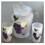 Hand Painted Juice Pitcher & 2 Glasses