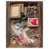 Tray Lot Of Assorted Decor, Trinket Bowl & More