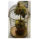 Decorative Metal Bird Cage with Flowers