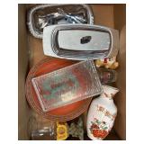 Tray lot of assorted items including butter
