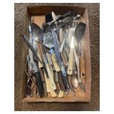 Tray Lot Of Assorted Serving Spoons, Spatulas,