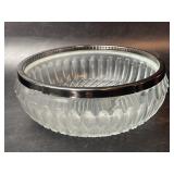 Vintage MCM Cut Glass Crystal Serving Bowl With