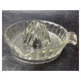 Vintage Ribbed Glass Juicer with Thumb Tab & Pour