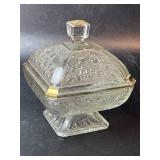 Jeanette Depression Glass Candy Dish w/Lid Square