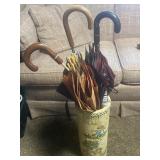 Umbrella Holder W/ (4) Assorted Umbrellas More