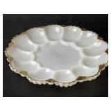 Anchor Hocking Milk Glass Deviled Egg Oyster Dish