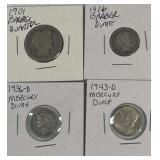 1901 Barber Quarter, 1916 Barber Dime, 1936-D