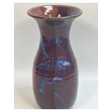 Vintage Studio Art Pottery Blue Red Glazed Vase