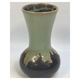 Vintage Stoneware Pottery Vase Drip Glaze Dark