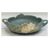 Roseville Blue White Rose Pottery Console Bowl