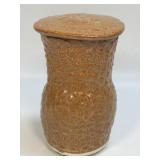 Vintage Handmade Pottery Storage Jar With Lid