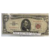 1963 Series Red Seal 5.00 Dollar Bill