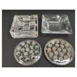 Assorted Glass Ashtrays and Flower Frogs As