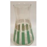 Green and Gold Vintage LIBBEY Glass CARAFE /