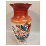 Mid Century Opaline Glass Vase Scalloped Edge