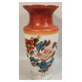 Mid Century Opaline Glass Vase Scalloped Edge