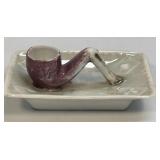 Vintage Match/Toothpick Holder Pipe Hand Painted