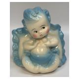 Vintage Hull Baby Planter Blue Pottery 92-USA Air