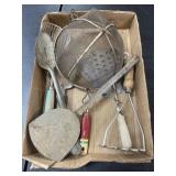 Tray Lot of some Early Kitchen Tools  as Pictured