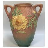 Roseville Pottery Peony Double Handle Vase 63-8