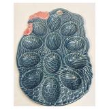 Vintage Blue Chicken Shaped Deviled Egg Tray